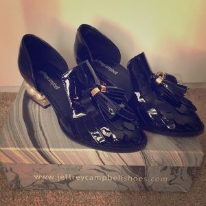 Jeffrey Campbell Black Patent Gold shoes